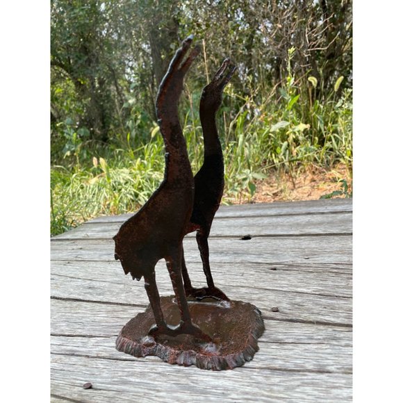 Vintage Folk Art Iron Book End Holder Sand Hill Crane Birds - Picture 14 of 14